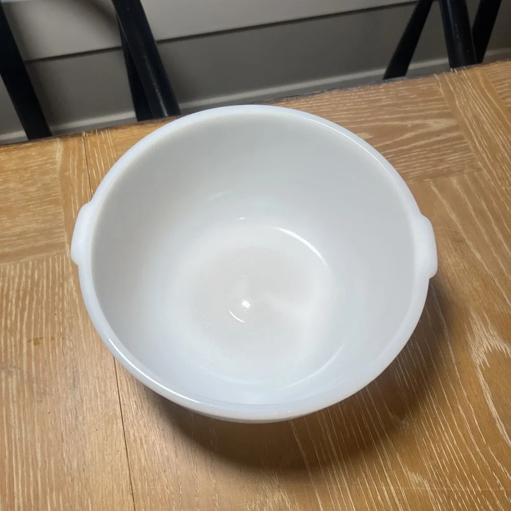 Vintage GLASBAKE Large White Milk Glass Mixing Bowl Made for SUNBEAM 19CJ